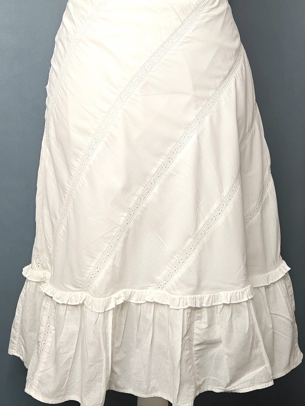 Lauren Ralph Lauren Cream Midi Skirt with Ruffle Hem